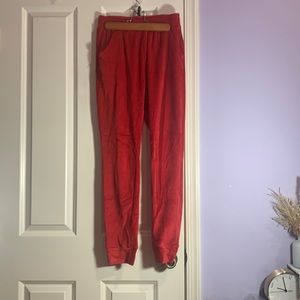 Red velour jogger pant